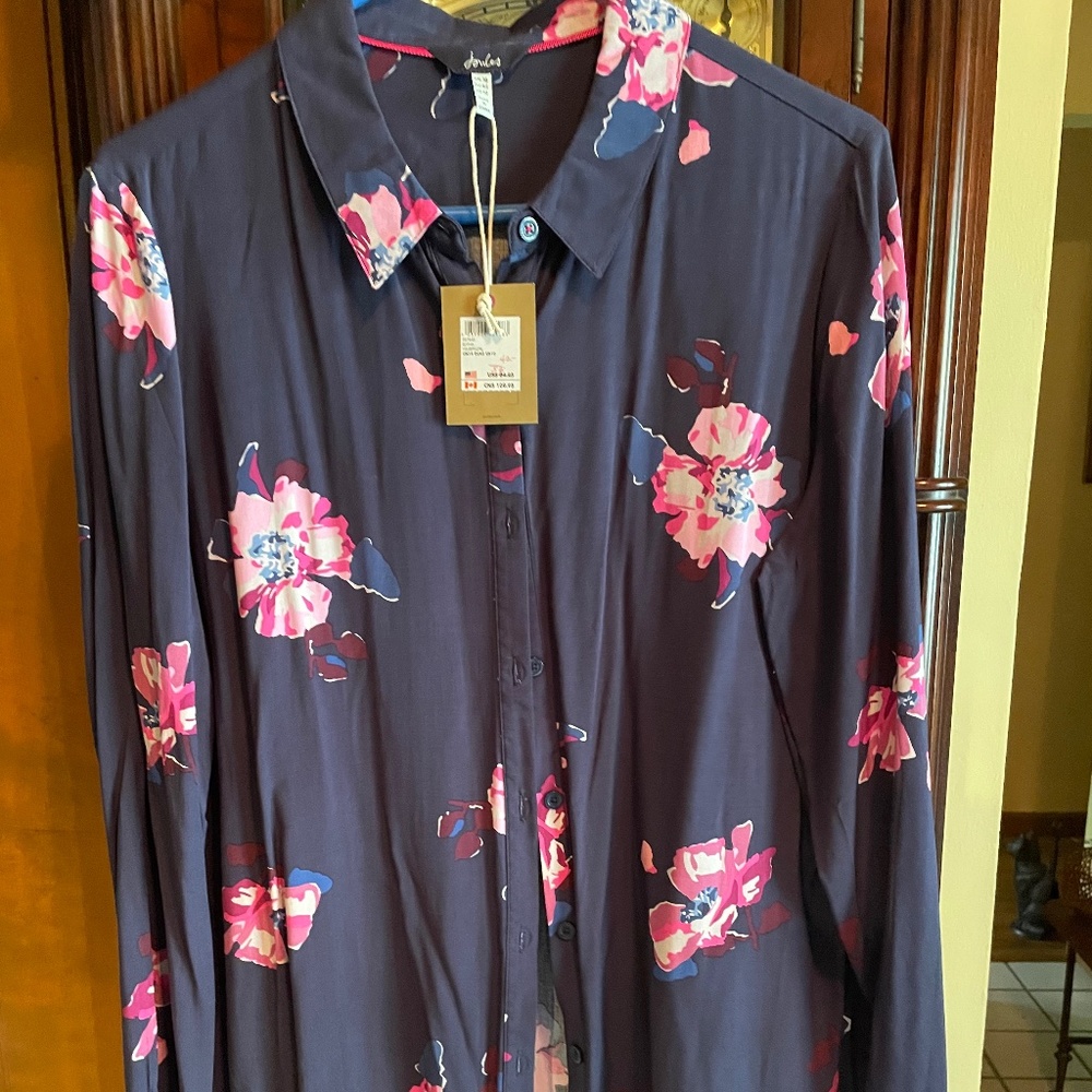 Joules Womens size 10 Navy Floral Blouse Elvina  New With Tags